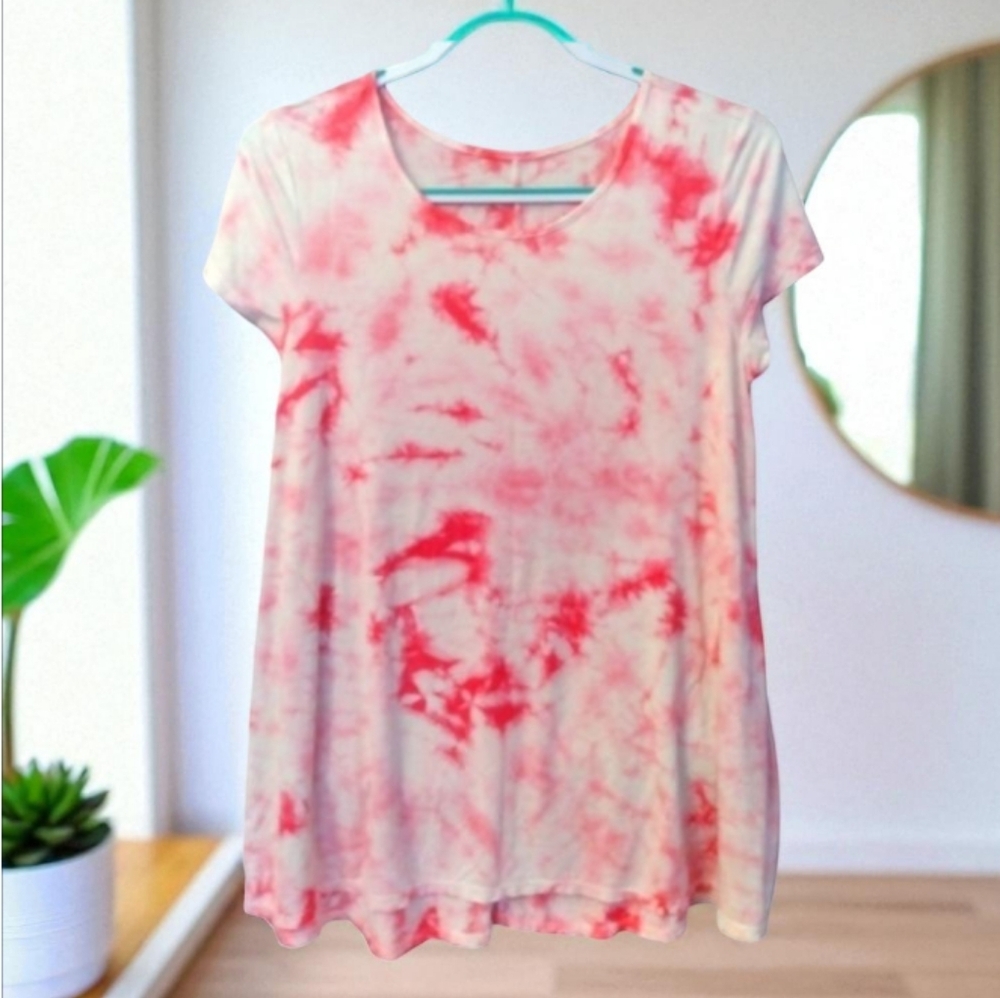 NWOT Justice | Pink and white tie dye tee - Picture 2 of 6